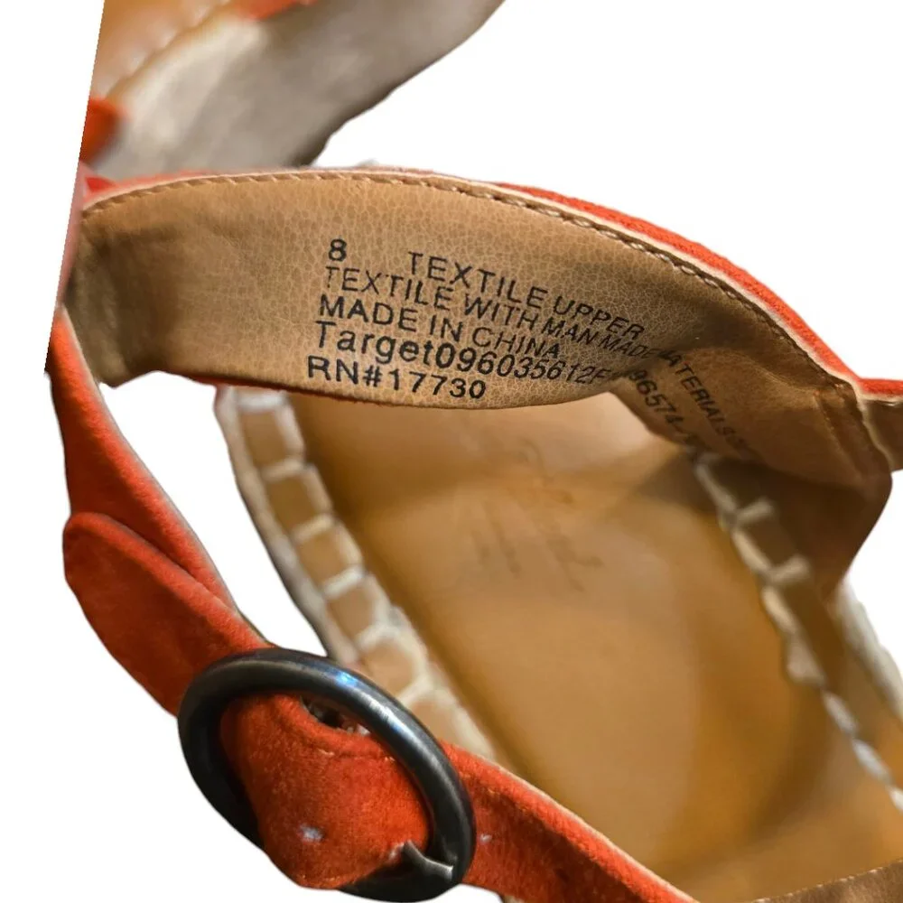 Orange Espadrille Wedge sz 8